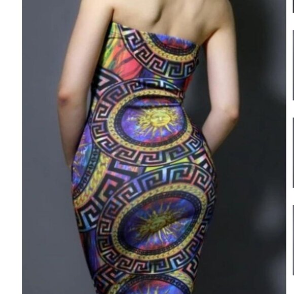 Medusa Venetian Strapless Bodycon Dress Gianni Style Cocktail Party Event Sz 3XL - Picture 2 of 11